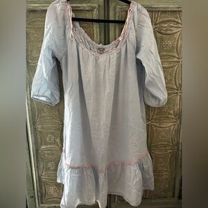 Aerie dress. XL. Light blue with pink. Thin fabric.